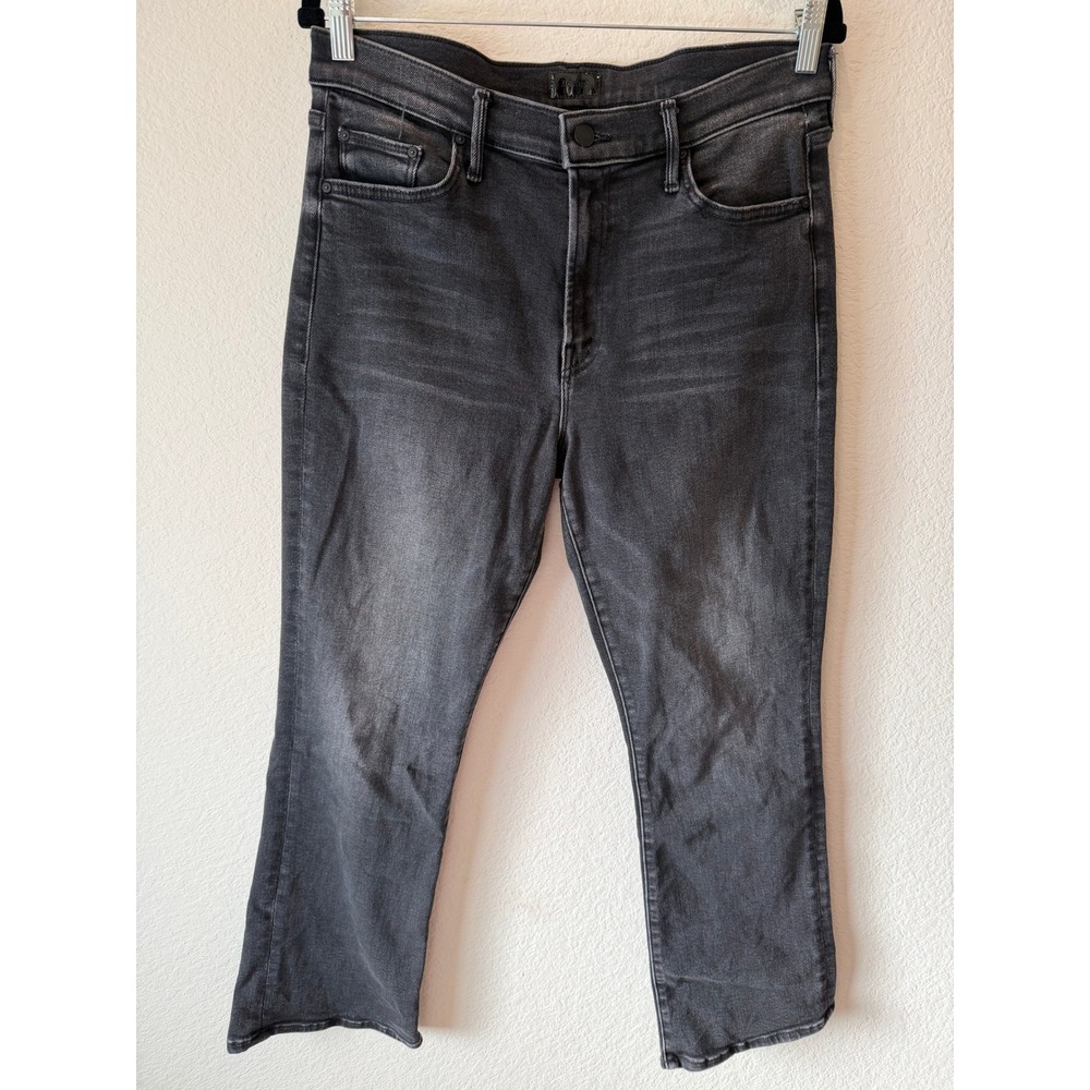 Mother Denim Women Faded Black High Waisted Cropped Flare Jeans Size 32